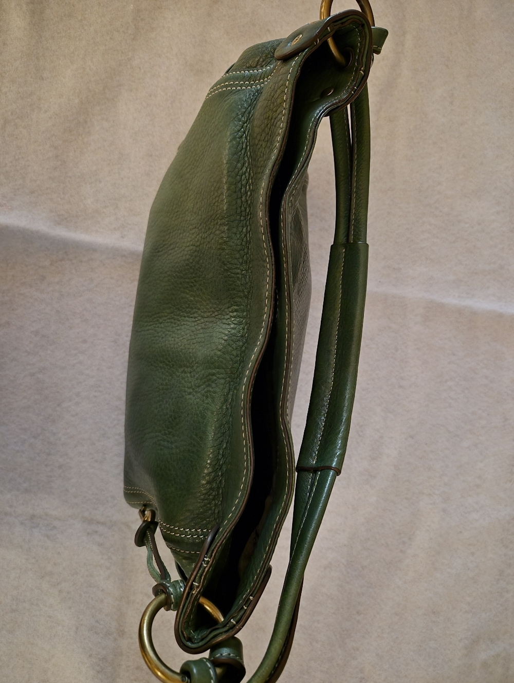 Vintage Fossil Olive Green Leather Shoulder Bag - Picture 7 of 7